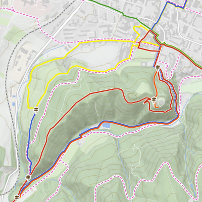 Hiking map with tourist routes and trails